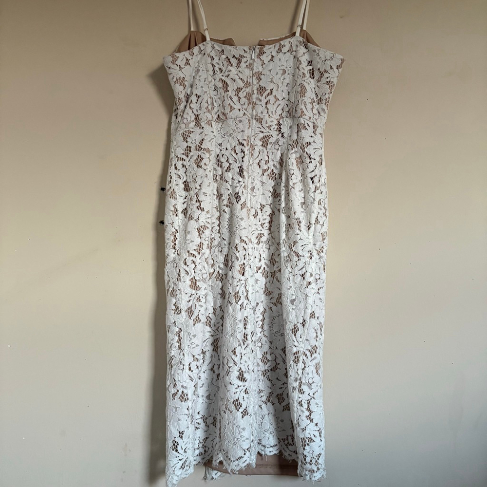 Lulus Amazing Allure White Crochet Lace Bodycon Midi Dress Large - Picture 8 of 16